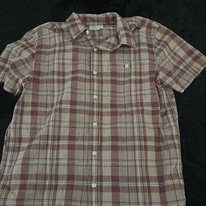 flannel print short sleeve men’s shirt